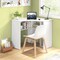 Costway L-Shaped Computer Desk with Storage Shelves Adjustable Shelf for Home Office Natural/White